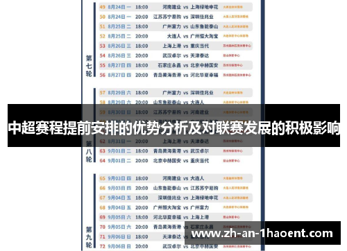 中超赛程提前安排的优势分析及对联赛发展的积极影响