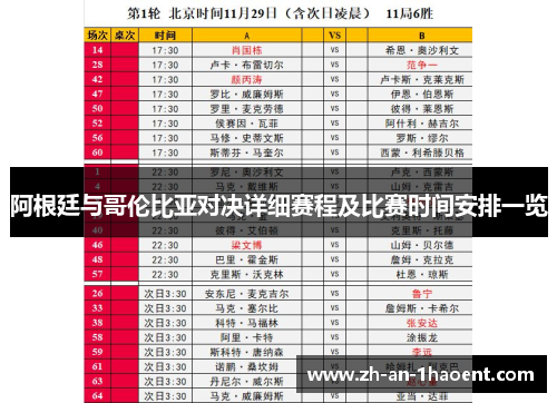 阿根廷与哥伦比亚对决详细赛程及比赛时间安排一览