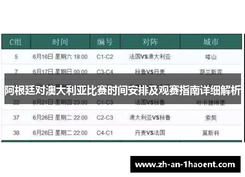 阿根廷对澳大利亚比赛时间安排及观赛指南详细解析
